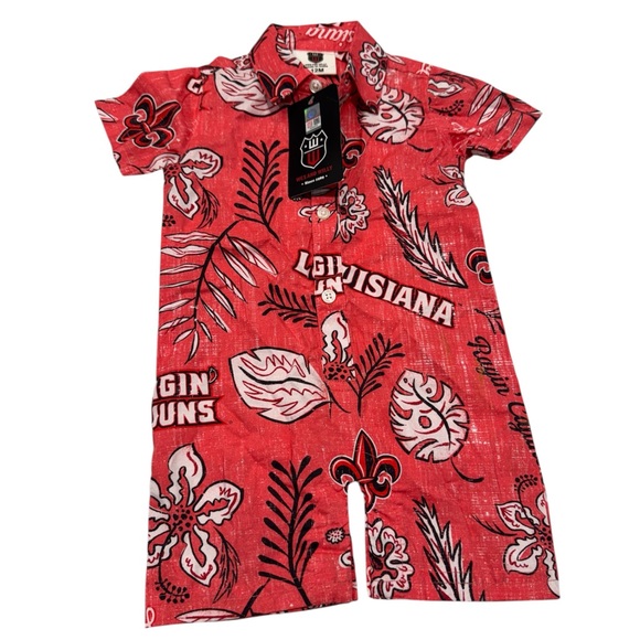 Wes and Willy Louisiana Ragin’ Cajuns Vintage Floral‎ Romper Size 12 Months NWT - Picture 1 of 6